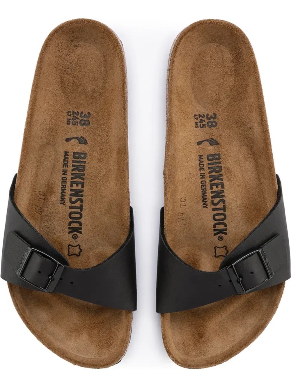 Birkenstock Women’s Madrids Black Single-Strap Cork Footbed Slide LIKE NEW 7L 5M